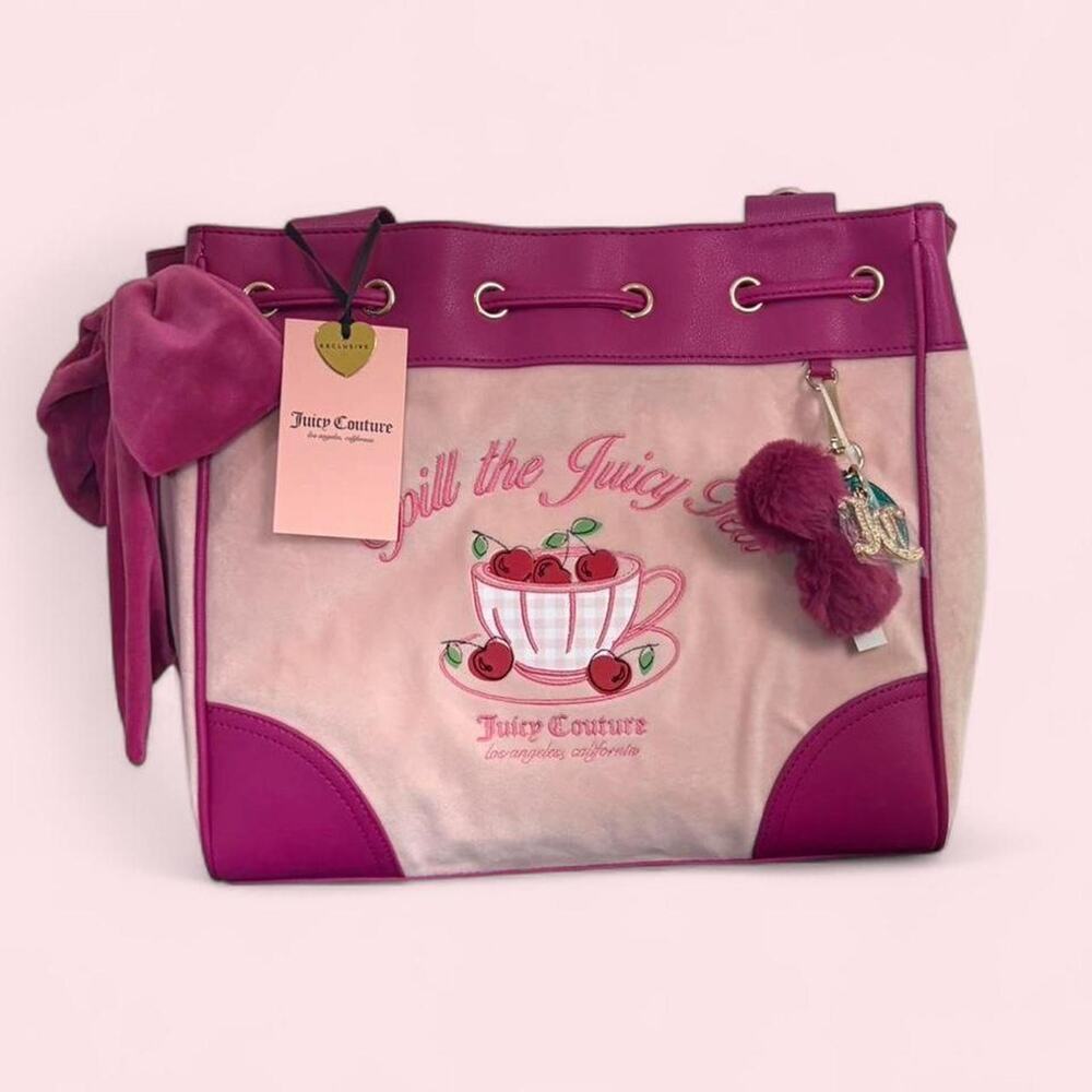 Juicy Couture Day Dreamer “Sweet Tea Party” tote bag in pink clay